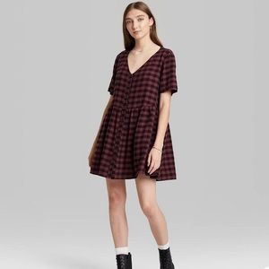 Wild Fable Women’s Small Purple/Black Buffalo Plaid Casual Dress